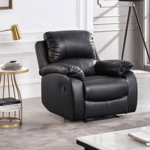 Roma Black Leather Manual Recliner 3+2+1 Seater Sofa Set