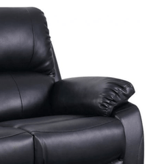 Roma Black Leather Manual Recliner 2+1 Seater Sofa Set