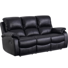 Roma Black Leather Manual Recliner 3+3 Seater  Sofa Set