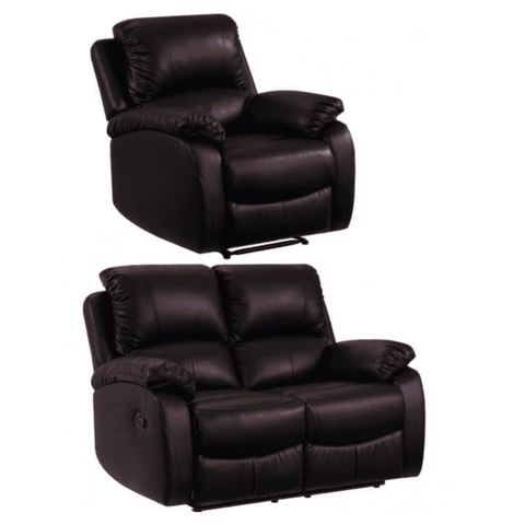 Roma Brown Leather Manual Recliner 2+1 Seater Sofa Set