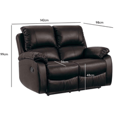 Roma Brown Leather Manual Recliner 2 Seater Sofa