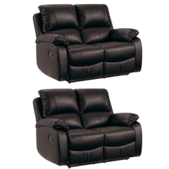 Roma Brown Leather Manual Recliner 2+2 Seater Sofa Set