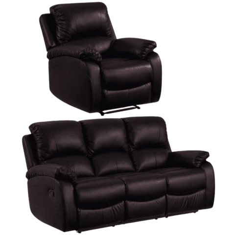 Roma Brown Leather Manual Recliner 3+1 Seater Sofa Set