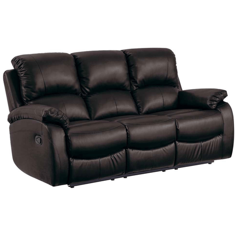 Roma Brown Leather Manual Recliner 3 Seater Sofa