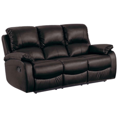 Roma Brown Leather Manual Recliner 3 Seater Sofa
