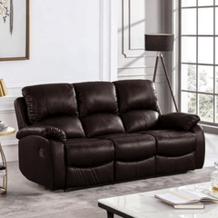 Roma Brown Leather Manual Recliner 3+3 Seater Sofa Set
