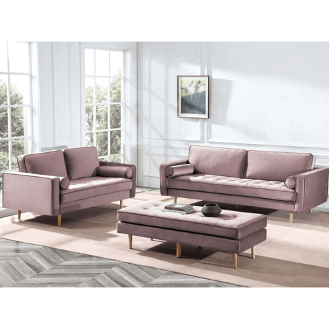 Scott Dusty Rose Velvet 2 Seater Sofa