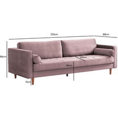 Scott Dusty Rose Velvet 4 Seater Sofa