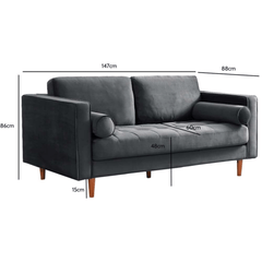 Scott Grey Velvet 2 Seater Sofa