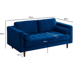 Scott Midnight Velvet 2 Seater Sofa