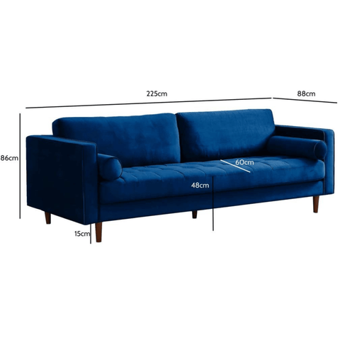Scott Midnight Velvet 4 Seater Sofa