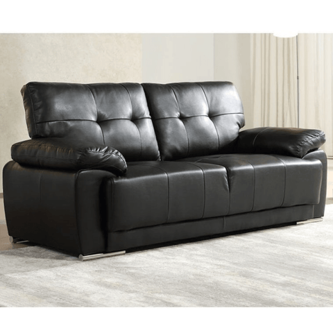 Sienna Black Leather 3 Seater Sofa Sofa