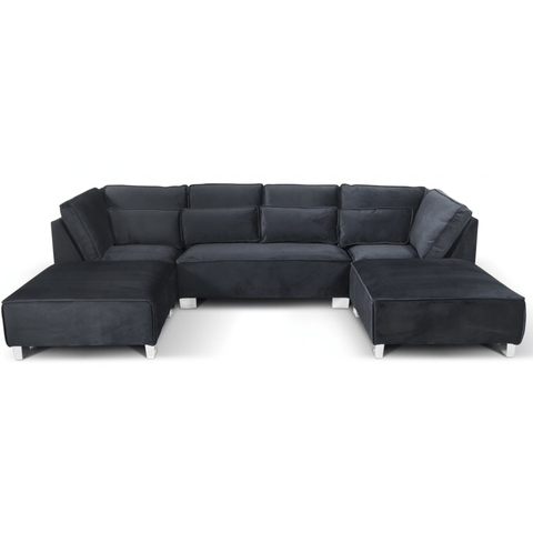Sloane U Shape Black Velvet Corner Sofa