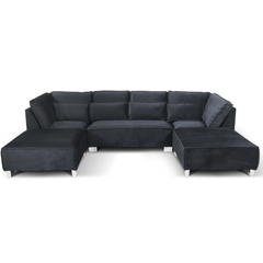 Sloane U Shape Black Velvet Corner Sofa