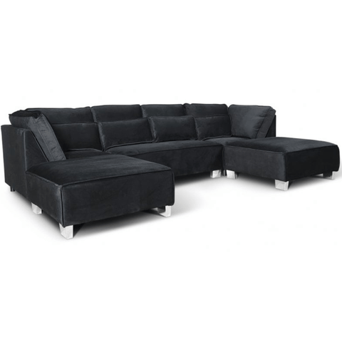 Sloane U Shape Black Velvet Corner Sofa