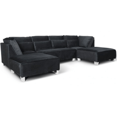 Sloane U Shape Black Velvet Corner Sofa