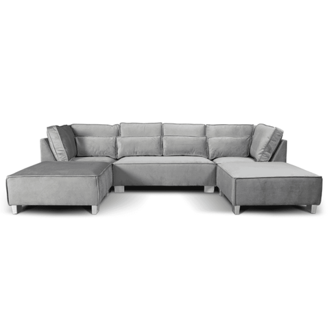 Sloane U Shape Grey Velvet Corner Sofa