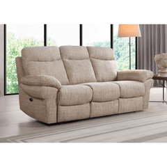 Tanya Beige Fabric Electric Recliner 3 Seater Sofa