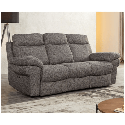Tanya Brown Fabric Electric Recliner 3 Seater Sofa