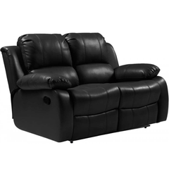 Valencia Black Leather 2 Seater Manual Recliner Sofa