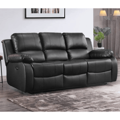 Valencia Black Leather Electric Recliner 3 Seater Sofa