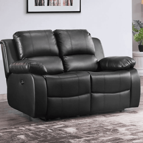 Valencia Black Leather Electric Recliner 2 Seater Sofa