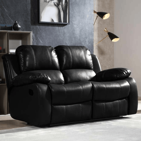 Valencia Black Leather Manual Recliner 2+1+1 Seater Sofa Set