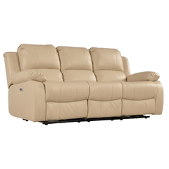 Valencia Cream Leather Electric Recliner 3 Seater Sofa