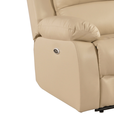Valencia Cream Leather Electric Recliner 3 Seater Sofa