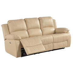 Valencia Cream Leather Electric Recliner 3 Seater Sofa