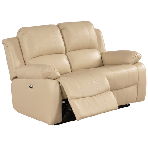 Valencia Cream Leather Electric Recliner 2 Seater Sofa