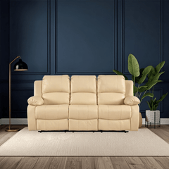 Valencia Cream Leather Electric Recliner 3 Seater Sofa