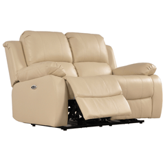Valencia Cream Leather Electric Recliner 2 Seater Sofa