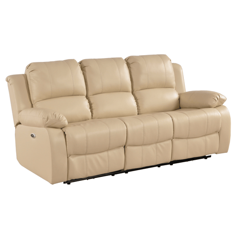 Valencia Cream Leather Electric Recliner 3 Seater Sofa