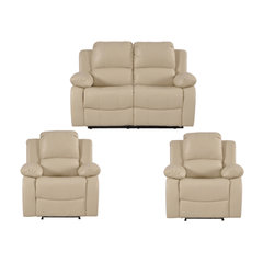 Valencia Cream Leather Manual Recliner 2+1+1 Seater Sofa Set