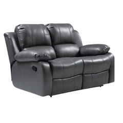 Valencia Grey Leather 2 Seater Manual Recliner Sofa