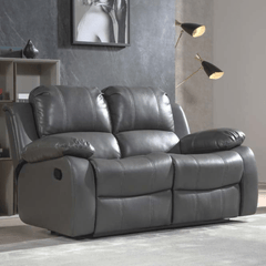 Valencia Grey Leather 2 Seater Manual Recliner Sofa