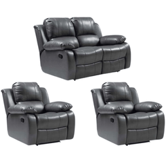 Valencia Grey Leather Manual Recliner 2+1+1 Seater Sofa Set