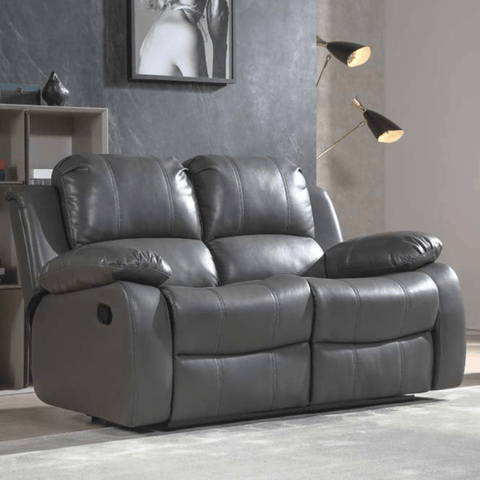 Valencia Grey Leather Manual Recliner 2+2 Seater Sofa Set