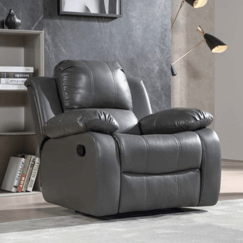 Valencia Grey Leather Manual Recliner 3+2+1 Seater Sofa Set