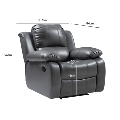 Valencia Grey Leather Manual Recliner Armchair