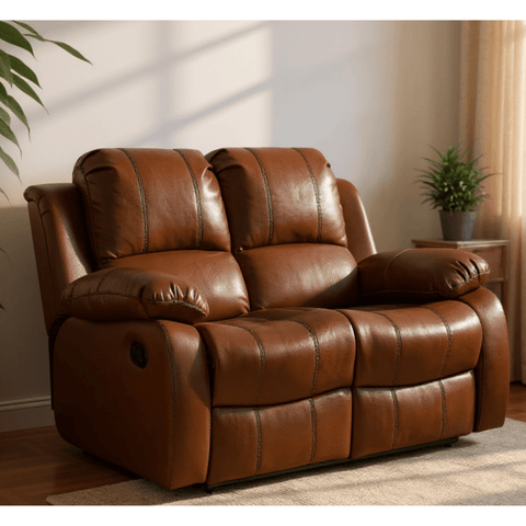 Valencia Tan Leather Manual Recliner 3+2+1 Seater Sofa Set