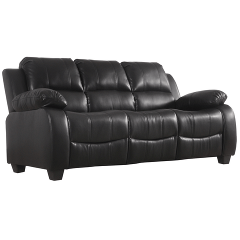 Valerie Black Leather 3 Seater Sofa
