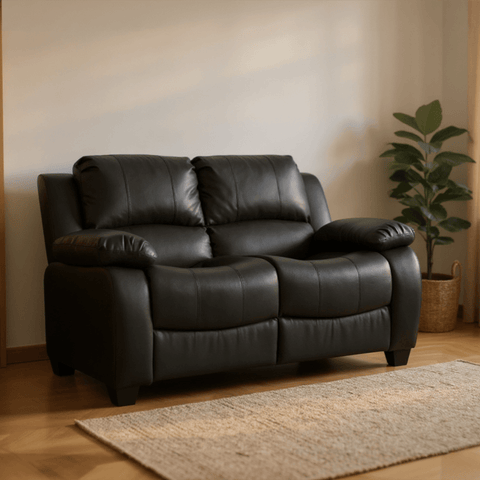 Valerie Black Leather 2 Seater Sofa