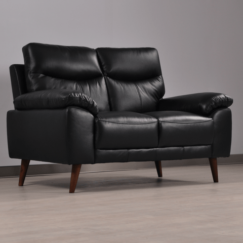 Vantage Genuine Leather Black 2 Seater Sofa