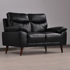Vantage Genuine Leather Black 2 Seater Sofa