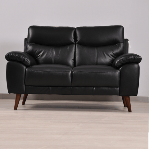 Vantage Genuine Leather Black 2 Seater Sofa