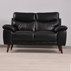Vantage Genuine Leather Black 2 Seater Sofa