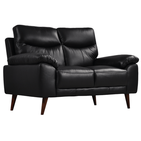 Vantage Genuine Leather Black 2 Seater Sofa