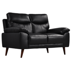 Vantage Genuine Leather Black 2 Seater Sofa